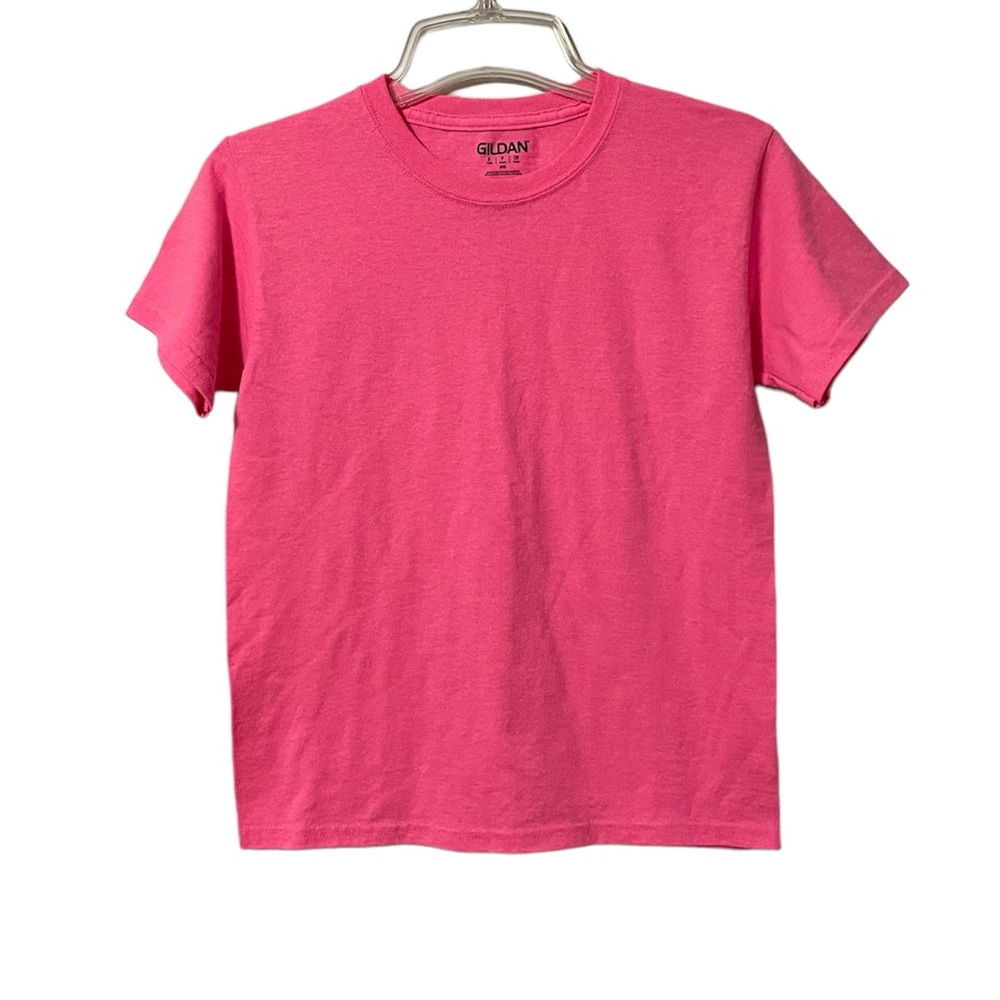 Gildan Bright Pink Short Sleeve Shirt Girls Size Small